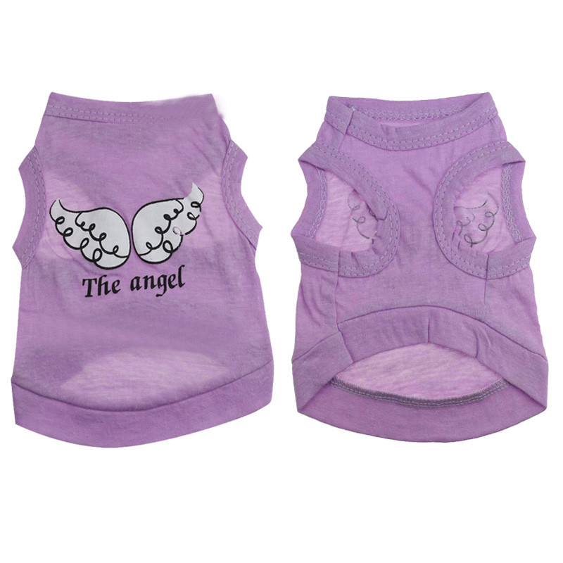 Дишаща кучешка жилетка Сладка ангелска шарка Тениска без ръкави Летни кучешки ежедневни дрехи Цветни кучета Жилетка Облекло за домашни любимци Дрехи