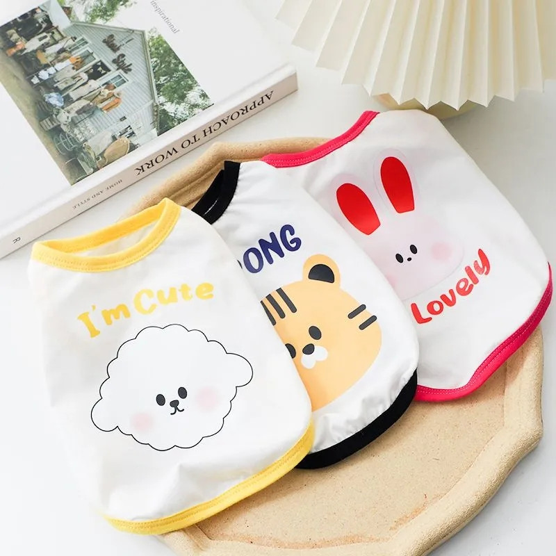 Vasaras mājdzīvnieku veste Jauki dzīvnieki mājdzīvnieku suņu apģērbi T-krekls Lācis Apģērbs Kokvilnas suņi Mājdzīvnieku vestes Čivavas Meitene Mopsis Mājdzīvnieku Veste York Teddy