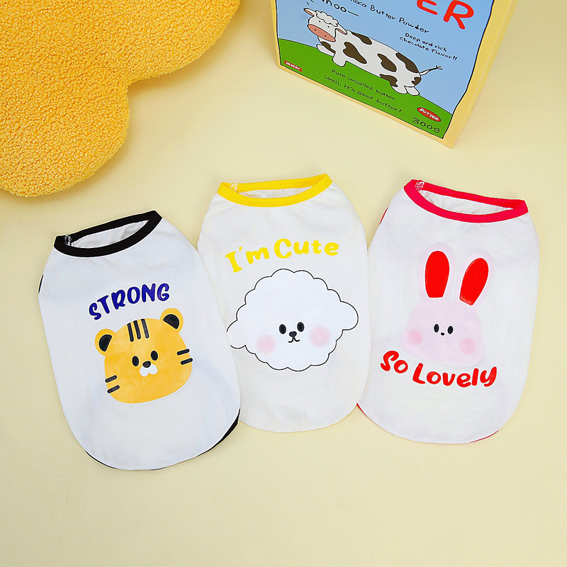 Vasaras mājdzīvnieku veste Jauki dzīvnieki mājdzīvnieku suņu apģērbi T-krekls Lācis Apģērbs Kokvilnas suņi Mājdzīvnieku vestes Čivavas Meitene Mopsis Mājdzīvnieku Veste York Teddy
