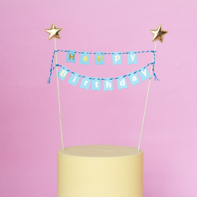 Gimtadienio tortas Vėliavos viršus Kepimo dekoravimo įrankiai Medinis popierius Linksmo gimtadienio vakarėlio dekoro dalykėliai Reklamjuostė