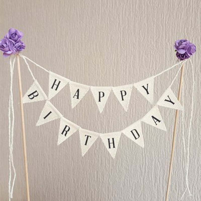 Gimtadienio tortas Vėliavos viršus Kepimo dekoravimo įrankiai Medinis popierius Linksmo gimtadienio vakarėlio dekoro dalykėliai Reklamjuostė