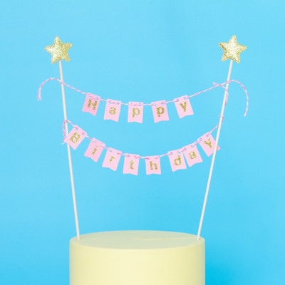 Gimtadienio tortas Vėliavos viršus Kepimo dekoravimo įrankiai Medinis popierius Linksmo gimtadienio vakarėlio dekoro dalykėliai Reklamjuostė