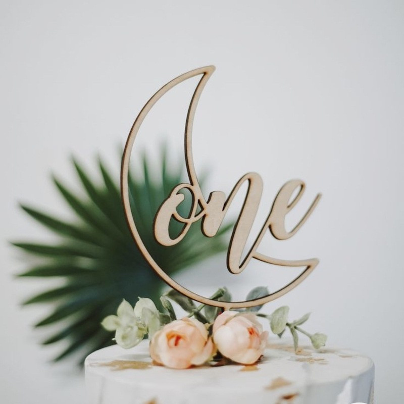 Jauni koka uzlikas One Baby Happy Birthday Cake toppers Love One Jaundzimušā dzimšanas dienas kūkas pildījums mazuļa dzimšanas dienas svinību kūkas dekorēšanai