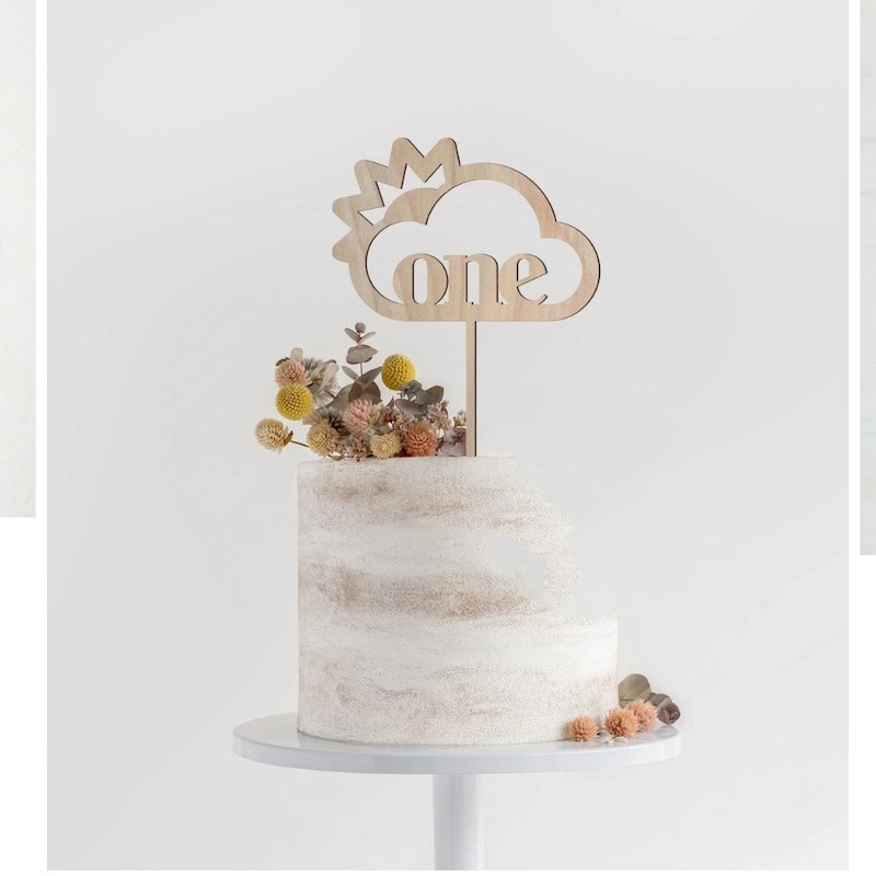 Jauni koka uzlikas One Baby Happy Birthday Cake toppers Love One Jaundzimušā dzimšanas dienas kūkas pildījums mazuļa dzimšanas dienas svinību kūkas dekorēšanai