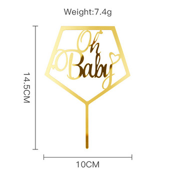 Нов акрилен Oh Baby Birthday Cake Topper Wedding Gold Silver Cupcake Topper for Baby Birthday Party Wedding Cake Decorations