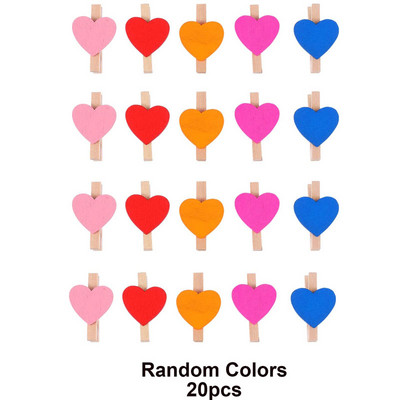 10/20 τμχ Ξύλινα κλιπ καρδιάς Μίνι χρωματιστά μανταλάκια για χειροτεχνία Κρεμαστά κλιπ φωτογραφιών Μικρές καρφίτσες χειροτεχνίας για διακόσμηση πάρτι χειροτεχνίας DIY