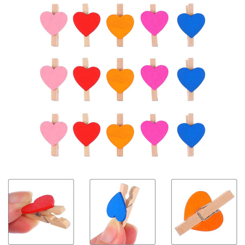 10/20 τμχ Ξύλινα κλιπ καρδιάς Μίνι χρωματιστά μανταλάκια για χειροτεχνία Κρεμαστά κλιπ φωτογραφιών Μικρές καρφίτσες χειροτεχνίας για διακόσμηση πάρτι χειροτεχνίας DIY
