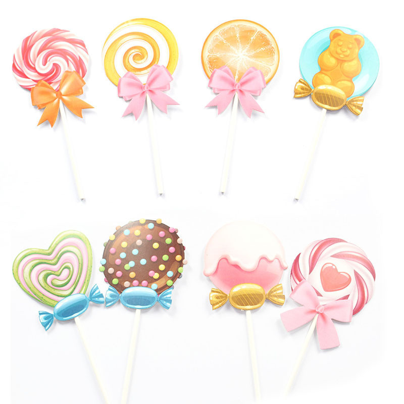 Topperuri colorate pentru tort cu acadele Decor pentru cupcake pentru ziua de naștere pentru copii Decor pentru petreceri de la mulți ani