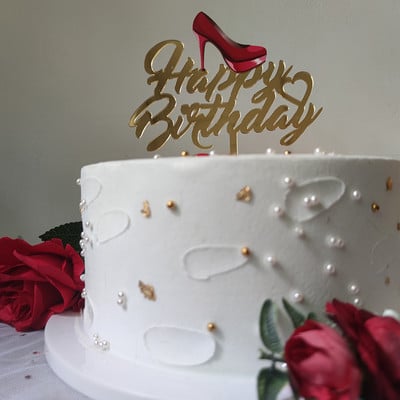 Raudoni aukštakulniai ponios su gimtadieniu akriliniai tortų papuošimai mergaičių vestuvinių tortų apmušalai 16 18 21 gimtadienio tortų papuošimai