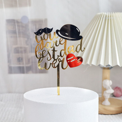 Naujas laimingos tėvo dienos torto viršelis, akrilinis auksas, super geriausias tėčio pyragas, skirtas tėvo dienos tėčio gimtadienio vakarėliui papuošti