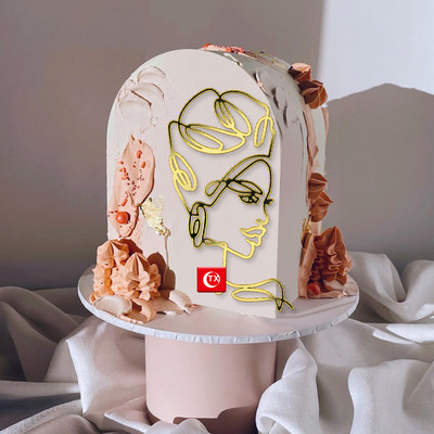 Boldog születésnapot Cake Topper Art terhes nő akril arany baba lábnyom hölgy arc esküvői torta topper party tortadíszek