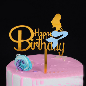 Animals Unicorn Happy Birthday Cake Topper Цветен жираф Акрилен Cupcake Topper за рожден ден Еднорог Декорации за парти торта