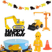 Mini Decorare petrecere de constructii Petrecere La multi ani Camion de constructii Excavator Baieti Jucarii Baricade Cake Toppers Decoratiuni
