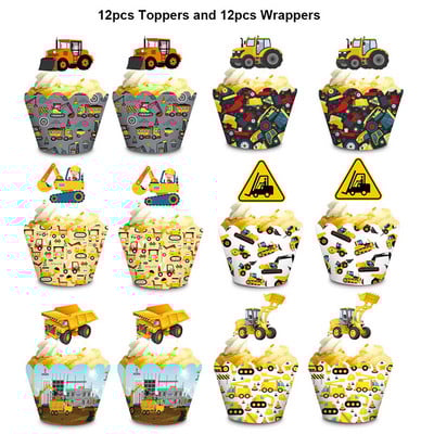 Mini Decorare petrecere de constructii Petrecere La multi ani Camion de constructii Excavator Baieti Jucarii Baricade Cake Toppers Decoratiuni