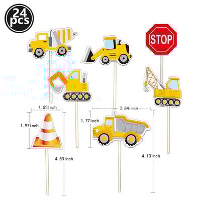 Mini Decorare petrecere de constructii Petrecere La multi ani Camion de constructii Excavator Baieti Jucarii Baricade Cake Toppers Decoratiuni