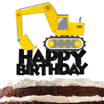 Mini Decorare petrecere de constructii Petrecere La multi ani Camion de constructii Excavator Baieti Jucarii Baricade Cake Toppers Decoratiuni
