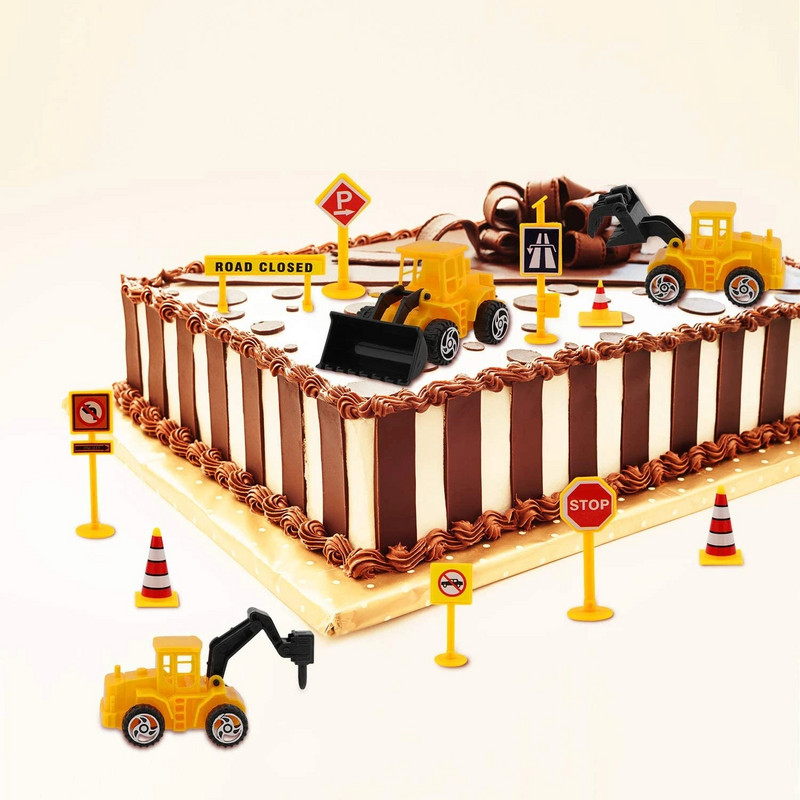 Mini Decorare petrecere de constructii Petrecere La multi ani Camion de constructii Excavator Baieti Jucarii Baricade Cake Toppers Decoratiuni