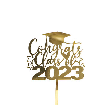 2023 Декорация на торта за дипломиране Акрилни поздравления Класове Черно злато Акрилни топери за консумативи за торта за дипломиране