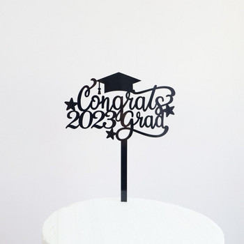 2023 Декорация на торта за дипломиране Акрилни поздравления Класове Черно злато Акрилни топери за консумативи за торта за дипломиране