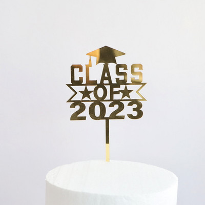 2023-as ballagási torta dekoráció akril gratuláció osztályok fekete arany akril fedők az érettségi torta kellékeihez