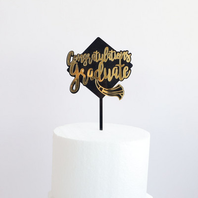 2023-as ballagási torta dekoráció akril gratuláció osztályok fekete arany akril fedők az érettségi torta kellékeihez