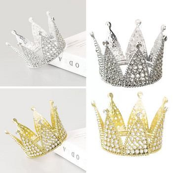 Mini Crown Princess Topper Crystal Pearl Tiara Детски орнаменти за коса за сватба, рожден ден Инструменти за украса на торта Q1n0