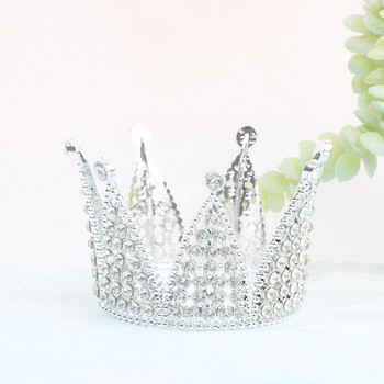 Mini Crown Princess Topper Crystal Pearl Tiara Детски орнаменти за коса за сватба, рожден ден Инструменти за украса на торта Q1n0