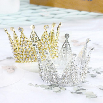 Mini kroonprintsessi topper kristallpärli tiaara lastele juuksekaunistused pulmadeks sünnipäevapeoks Tordi kaunistamiseks Q1n0