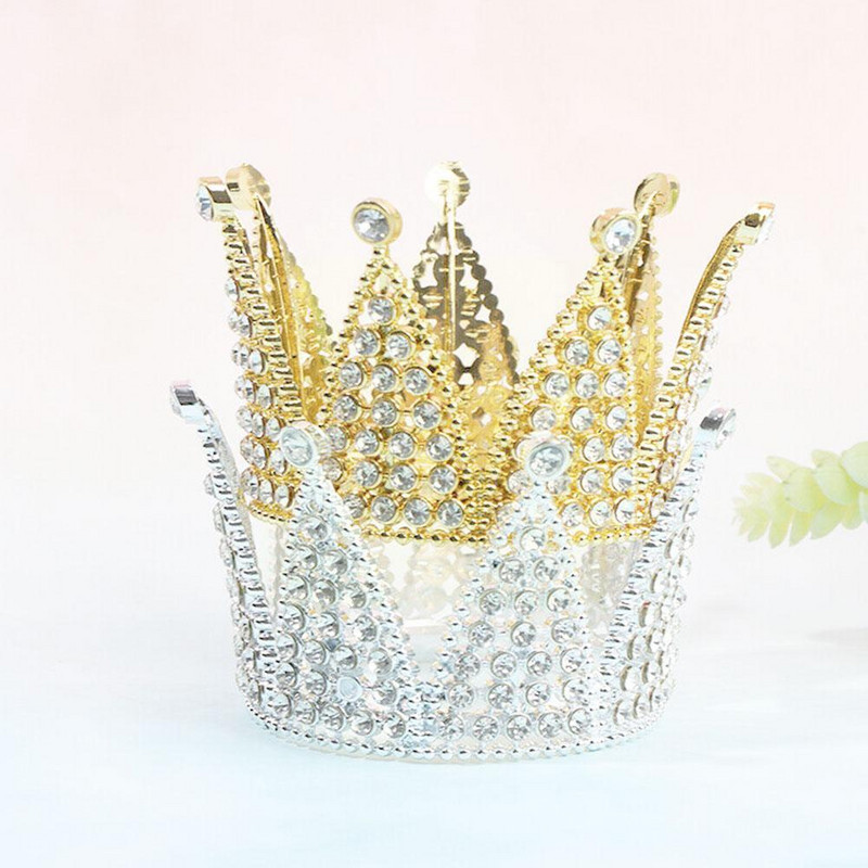 Mini kroonprintsessi topper kristallpärli tiaara lastele juuksekaunistused pulmadeks sünnipäevapeoks Tordi kaunistamiseks Q1n0