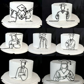 Doktorantūros skrybėlė Baigimo vakarėlio tortų apmušalai Akriliniai sveikinimai Išleistuvės studentams Išleistuvių vakarėlio tortų papuošimai