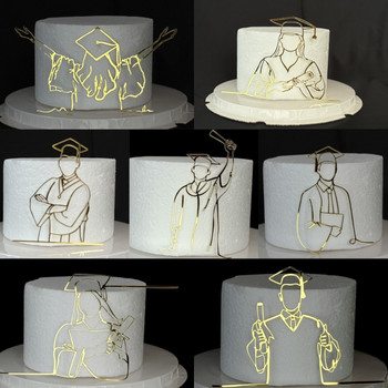 Докторска шапка Абитуриентско парти Топери за торта Акрилни поздравления Дипломиране за студенти Декорации за торта за дипломиране