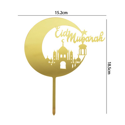 1db Eid Mubarak arany akril tortalapát Ramadan Cupcakes dekoráció iszlám muszlim ünnepi parti barkácsolás dekoráció sütéshez torta kellékek