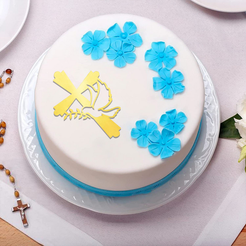 Kristības Pirmās Komūnijas kūkas dekorēšana Miera lapas Balodis Kūkas Topper Kristības Akrils Sarīkojumu piederumi Kūkas dekorēšanas rīki