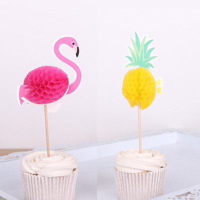 Nyári Születésnapi Party Tortafeltétek Cupcake Decor Flamingo Ananász Aloha Tortadíszítő Kellékek Trópusi Hawaii Partyhoz
