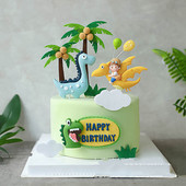 Dinoszaurusz születésnapi tortadísz Rajzfilm Dinoszaurusz Pteroszaurusz tortafeltét fiúk Boldog dzsungel szafari Dino születésnapi parti dekoráció