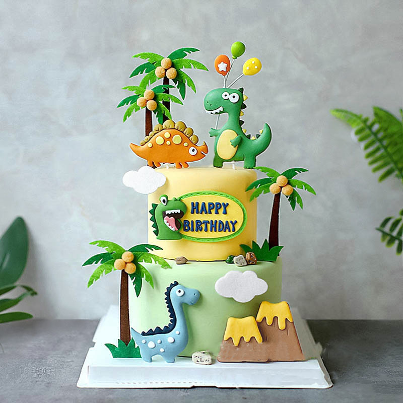 Dinoszaurusz születésnapi tortadísz Rajzfilm Dinoszaurusz Pteroszaurusz tortafeltét fiúk Boldog dzsungel szafari Dino születésnapi parti dekoráció