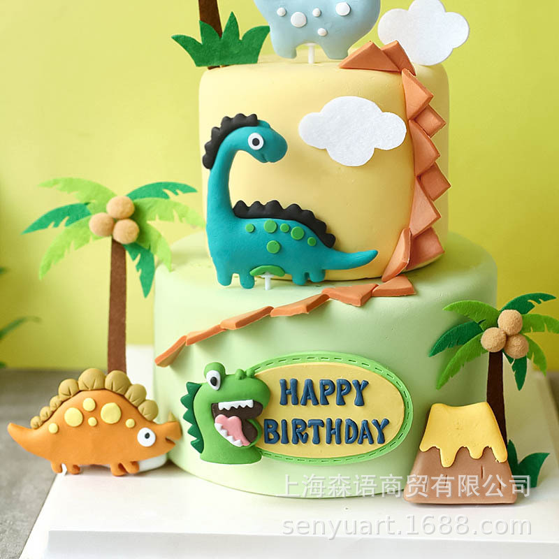 Dinoszaurusz születésnapi tortadísz Rajzfilm Dinoszaurusz Pteroszaurusz tortafeltét fiúk Boldog dzsungel szafari Dino születésnapi parti dekoráció
