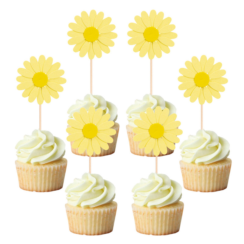 24gab. Balts Rozā Dzeltens Daudzslāņu 3D Margrietiņas Ziedu Tortes Kāzu Daudz laimes Dzimšanas Dienas Svētku Dekors Bērnu Baby Shower Cake Decor