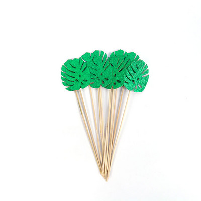 Trópusi levelek cupcake topperek Pálmalevél tortafeltétek Nyári partik dzsungel születésnapi parti hawaii luau party tortadísz