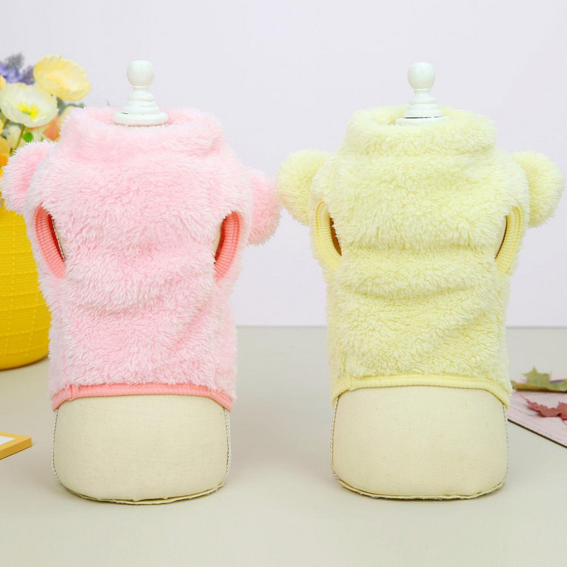 Modes mājdzīvnieku apģērbi omulīgi pieskārieni mājdzīvnieku veste, biezināta mājdzīvnieku suņa vilnas veste mētelis ziemas karikatūra lāča formas apģērbs ģērbšanās