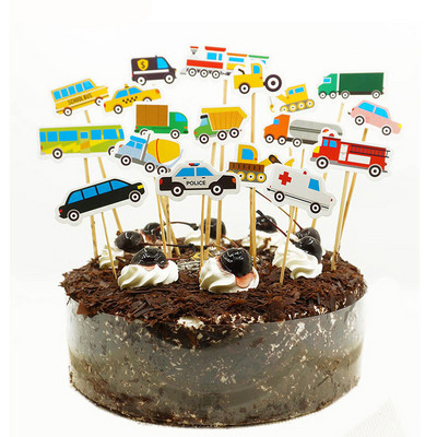 18 buc/set Cartoom Car Cake Topper Băiat Copii Aniversare Decoratiuni Camion Ambulanță Taxi Tren Toppers Decor Tort Favor de botez