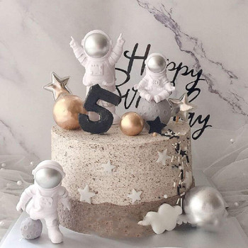 Outer Space Cake Topper Planet Rocket Paper Cake Topper For Kids Boy Честит рожден ден Декорация Парти консумативи на тема астронавт