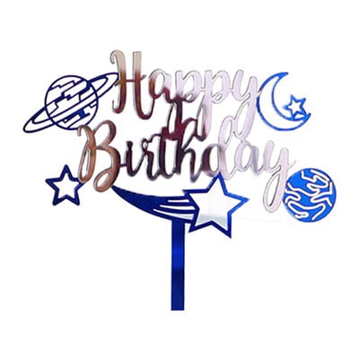 Topper pentru tort în spațiul cosmic Planetă rachetă Topper pentru tort din hârtie pentru copii, băiat, decorare la mulți ani, astronaut, consumabile pentru petreceri