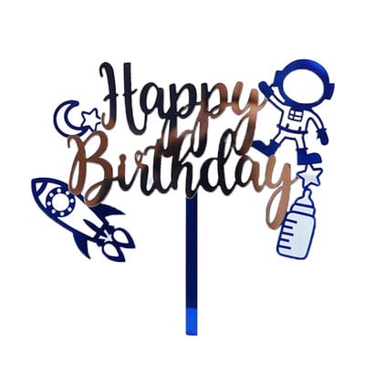 Topper pentru tort în spațiul cosmic Planetă rachetă Topper pentru tort din hârtie pentru copii, băiat, decorare la mulți ani, astronaut, consumabile pentru petreceri