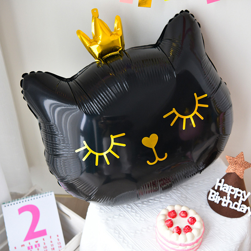 DIY karikatūra kronis, kaķa galva, dzīvnieka folija, hēlija baloni, meitenes, zēni, dzimšanas diena, Valentīna diena, kāzu ballītes dekorācijas, bērnu duša