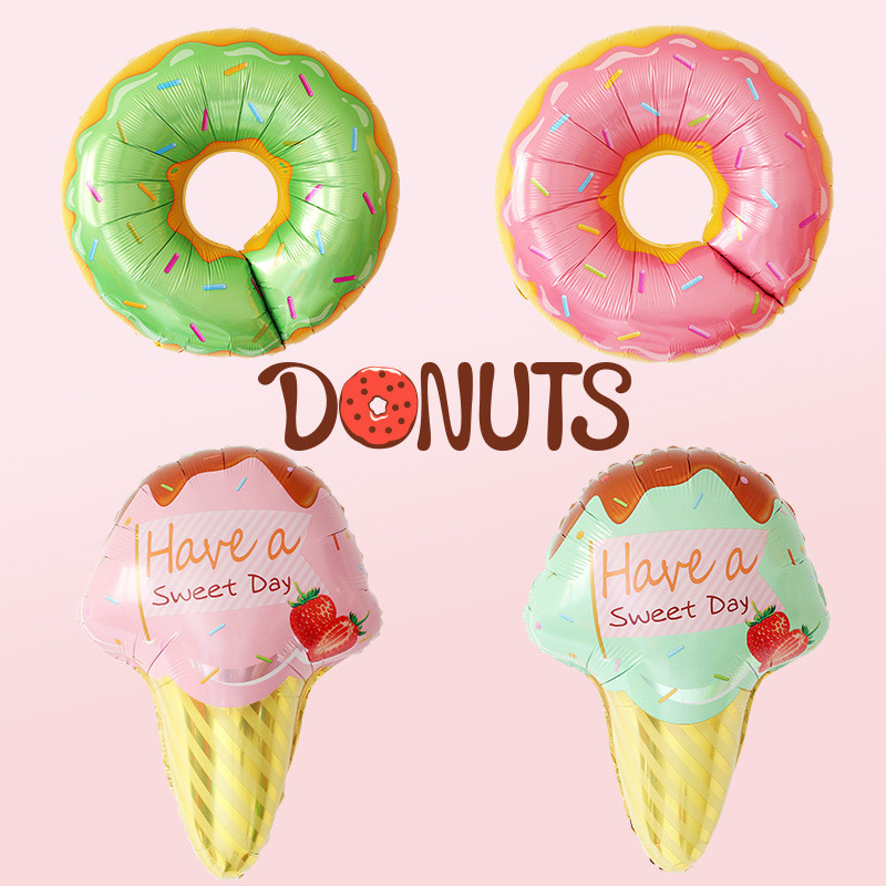 Bite Donuts Folija Baloni Ziemassvētku Rotaļlietas Augļi Saldējums Popkorns Bērni Daudz laimes dzimšanas dienā Mazuļu šovs Saldās ballītes Svētku Dekorācijas