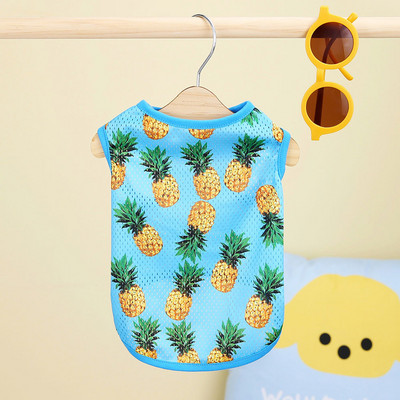 Nyári kisállat kutyaruhák vékony kutyahűtő mellény lélegző hálós kisállatruházat gyümölcsnyomtatás kis közepes kutyák macskák chihuahua póló