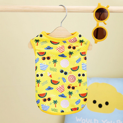 Nyári kisállat kutyaruhák vékony kutyahűtő mellény lélegző hálós kisállatruházat gyümölcsnyomtatás kis közepes kutyák macskák chihuahua póló