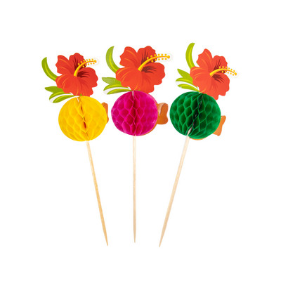 Hawaii trópusi esküvői parti flamingó ananászos aloha leveles tortafestékek nyári születésnapi buli díszítő cupcake topper