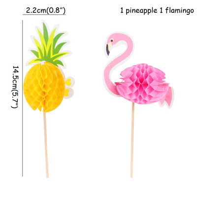 Hawaii trópusi esküvői parti flamingó ananászos aloha leveles tortafestékek nyári születésnapi buli díszítő cupcake topper